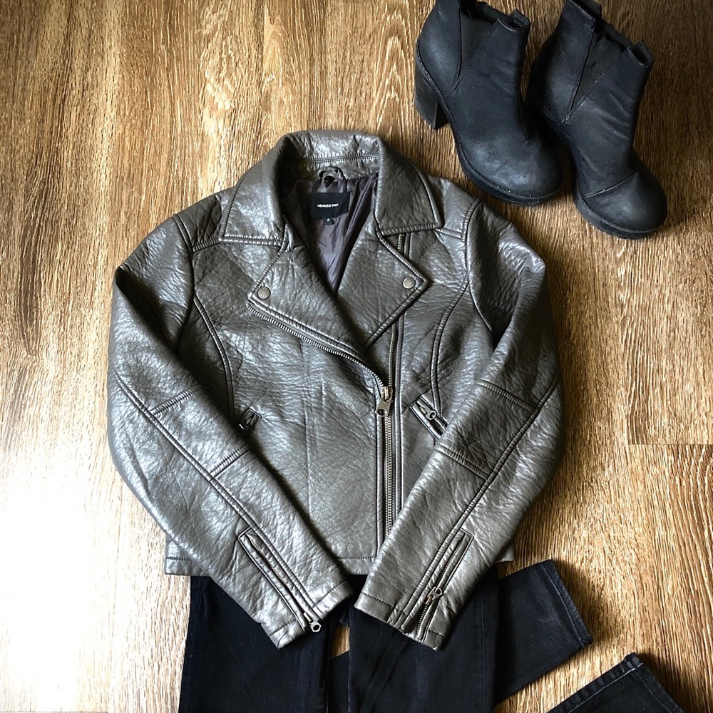 Members Only gray leather jacket